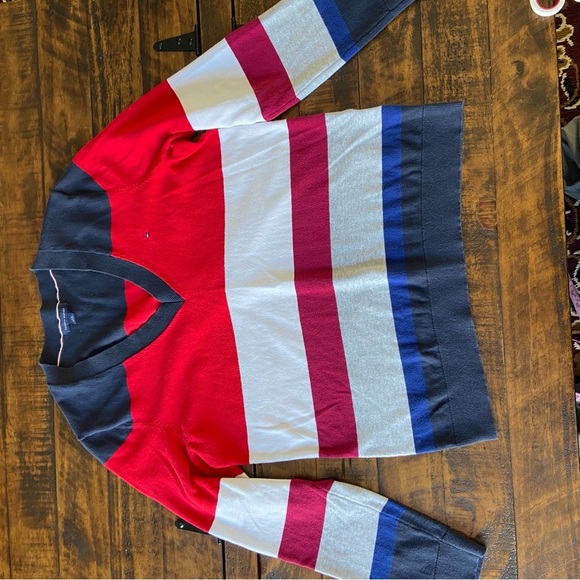 Tommy Hilfiger Womens Multicolor 100% Cotton V Neck Pullover Sweater Size L - Picture 5 of 8